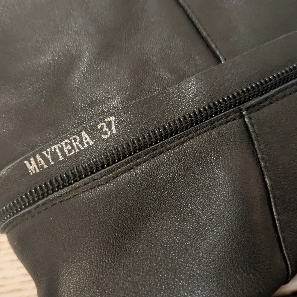Silent D Anthropologie Black Leather Over The Knee Western‎ Heel Boots New sz 37